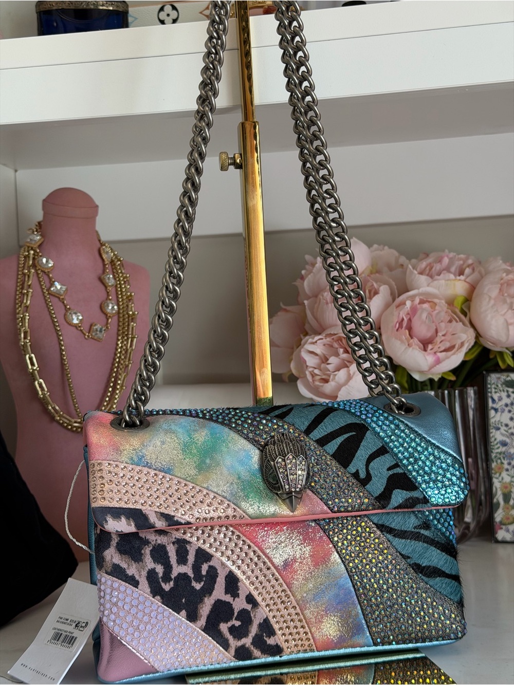Kurt Geiger Kensington Multicolor Iridescent Animal Print Shoulder Bag - Picture 8 of 14